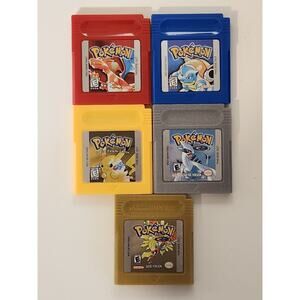 Lot 5 Nintendo Gameboy Color GBC Pokemon Games Gold Blue Red Yellow Silver NEW